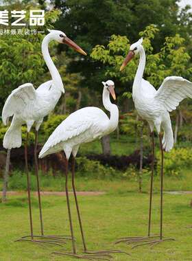 户外钢BL0002园林仿真鸟玻类白鹭树脂摆件别墅庭院假水山池璃景观