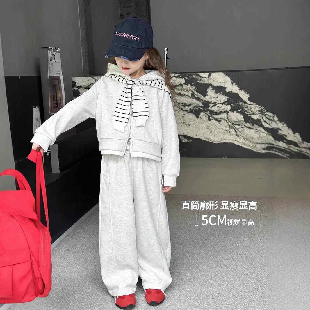 女童套装2025春季新款儿童直筒时尚运动裤亲子休闲裤子潮