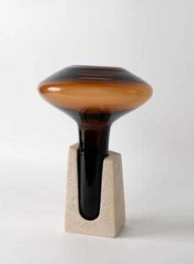 级高感茶色玻璃花楼瓶20250113样板间售处客厅餐精致创桌意摆件送