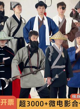棉麻古装汉服男侠客风古代书生武士武侠服宋朝衣服鲁智深武僧服装