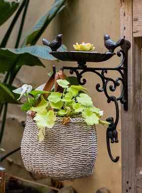 铸铁工艺品铁艺挂钩小鸟欧式古典怀旧风格庭院花园鸟食盆吊篮壁挂