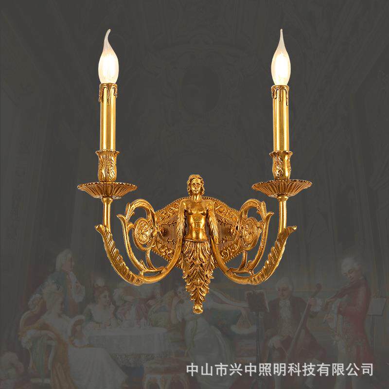 法式全铜壁灯欧式奢华复古天使酒店客厅大气灯具宫廷别墅蜡烛