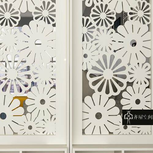 简约现代屏风隔断客厅玄关现代家用叠折屏座屏镂空雕花卧室玄关柜
