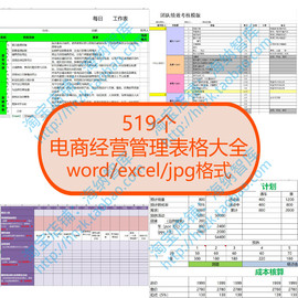 电商经营管理表格大全店铺报表工作计划网店电子商务团队方案