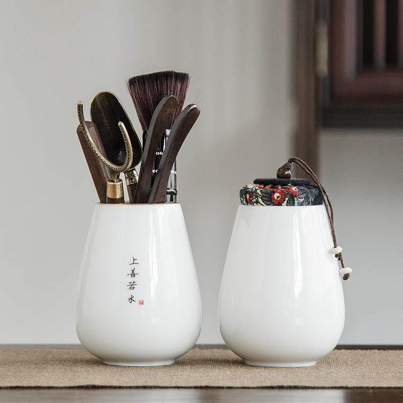 羊脂白玉瓷茶道六君子套装黑檀木功夫茶具配件茶夹子泡茶工具家用