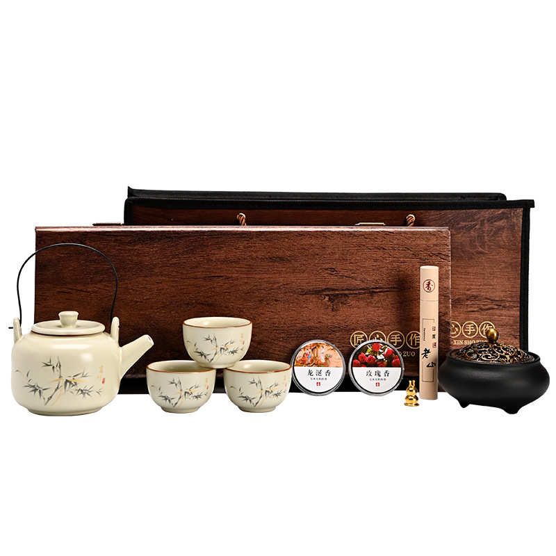 陶瓷汝窑茶具礼品套装一壶三杯批发创意实用功夫开业送客户伴手礼