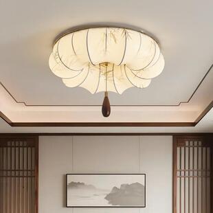 法式中古风餐厅吸顶灯复古蚕丝卧室床头书房原木高级氛围感吸顶灯