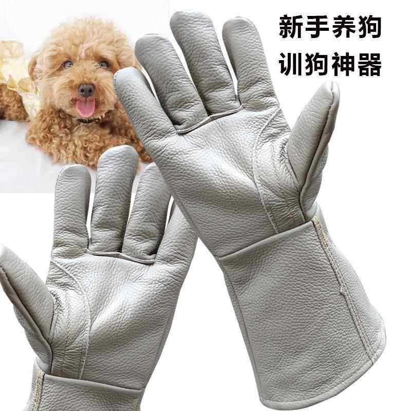 训小狗宠物防猫抓误伤防护手套加厚咬牛皮防刺扎手套户外工作手套