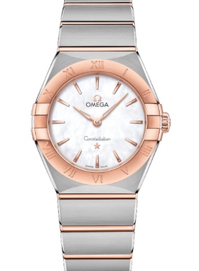 [9.8新]欧米茄星座曼哈顿间金贝母石英女表131.20.28.60.05.001