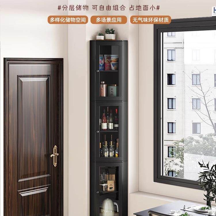 美式复古转角柜靠墙客厅角落置物柜书柜餐厅90°小型拐角橱柜酒r*