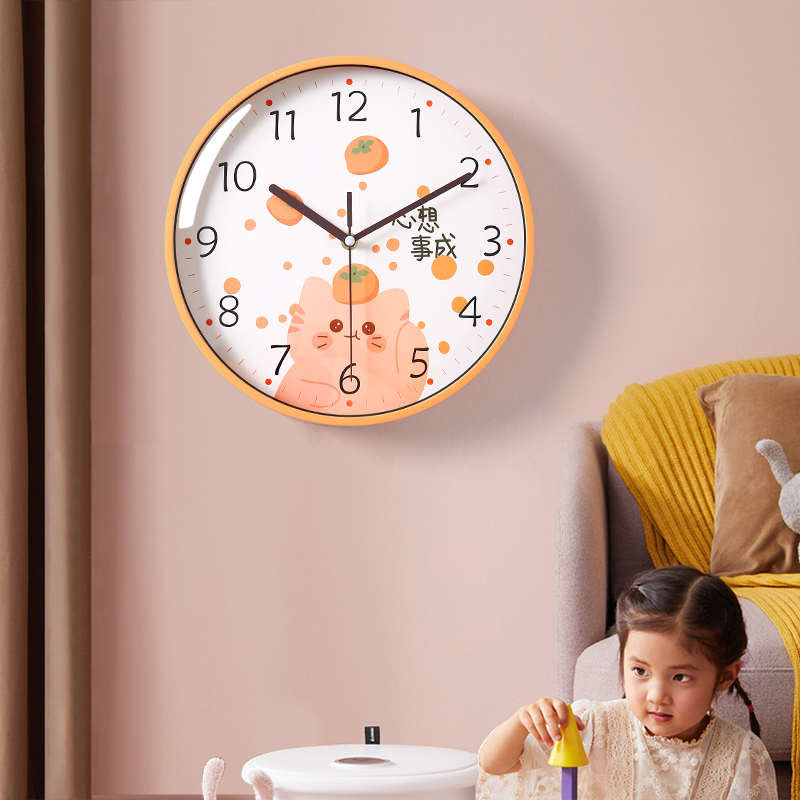 卡通挂钟儿童房客厅石英挂墙钟表家用卧室新款2023网红静音小时钟