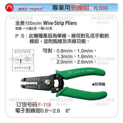 富具亚FUJIYA专业剥线钳F-118/118A/118AA/119/119A/119BB/F-120A