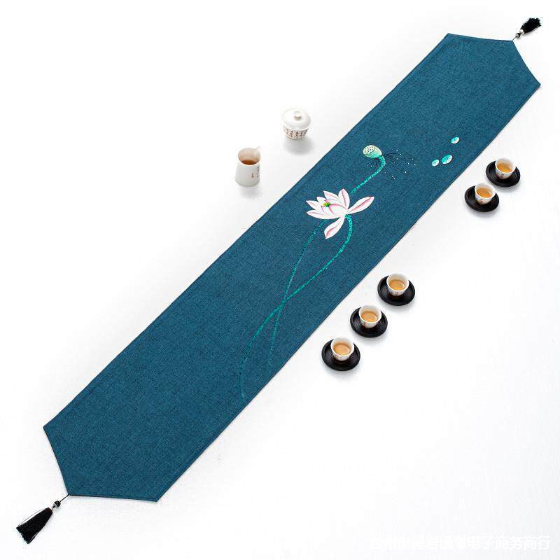 防水茶桌茶席新中式禅意棉麻餐桌桌旗茶旗茶几茶布茶桌布长条