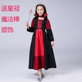 高档万圣节儿童坏皇后服装，白雪公主裙演出服，女童巫婆话剧恶毒王后