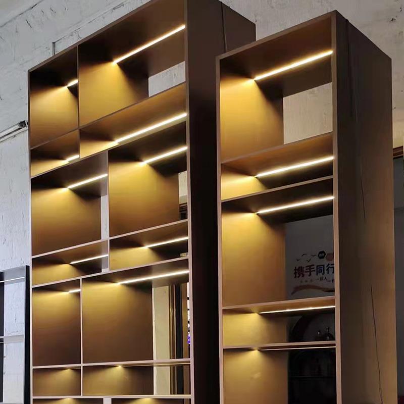 家装不锈钢展示柜led带灯带嵌入式金属壁龛不锈钢储物柜生产厂家图片