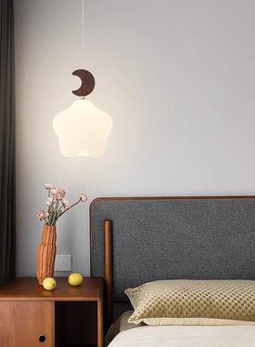 奶油风卧室吊创意29801月灯约亮星星儿简童房吊线灯现代温馨床头