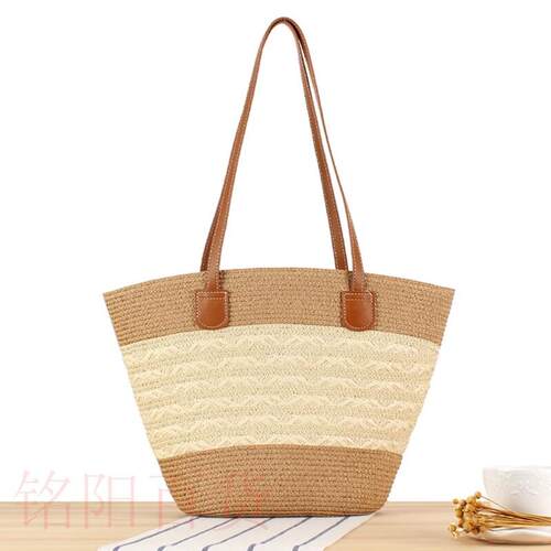 Hand-woven Tote Bag Striped Large Capacity Vacation Versatil