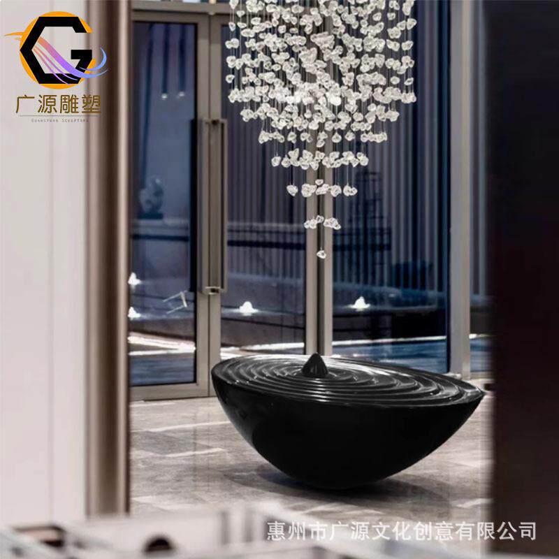 厂家直供玻璃钢水滴雕塑创意喷泉客厅室内水景观流水摆件循环水钵