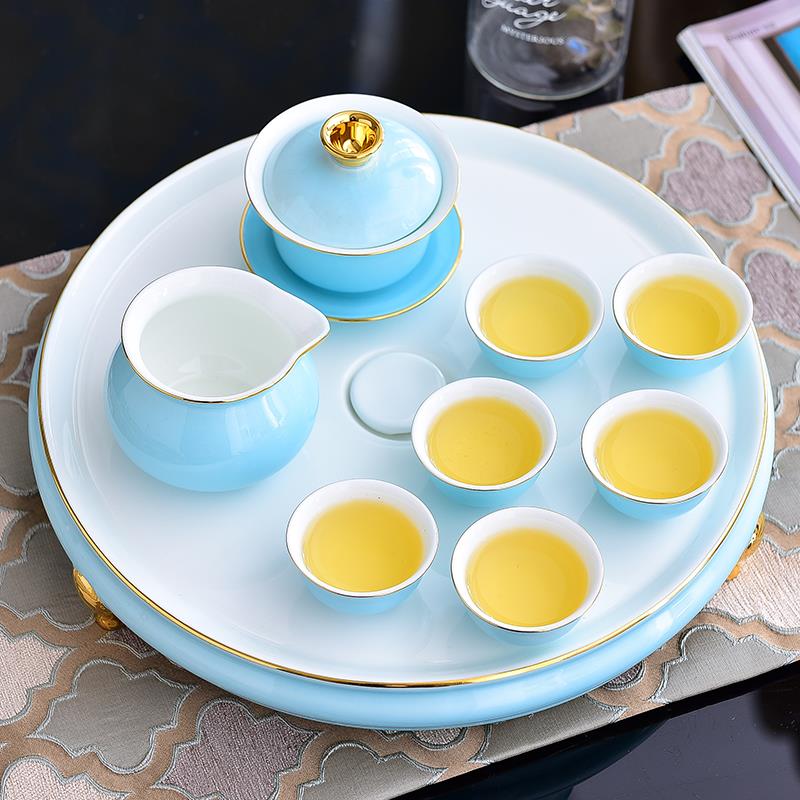 陶瓷功夫茶具套装高档礼品骨瓷茶碗茶盘整套茶道泡茶中式潮汕花茶