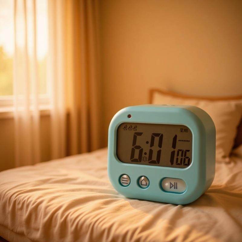 老年人家用震动闪光闹钟蓝色振动聋人残疾人报时提醒用品静音闹钟