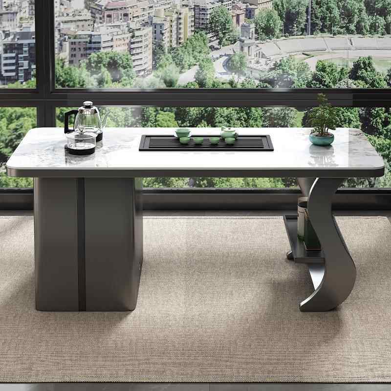 高档室意极简板茶桌岩椅组合现代简约轻式奢办公家用茶台茶几