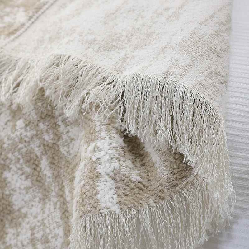 GZ6酒M简约杏斑纹F778JJ8S流苏搭别毯墅民色宿公寓样板间店床尾巾