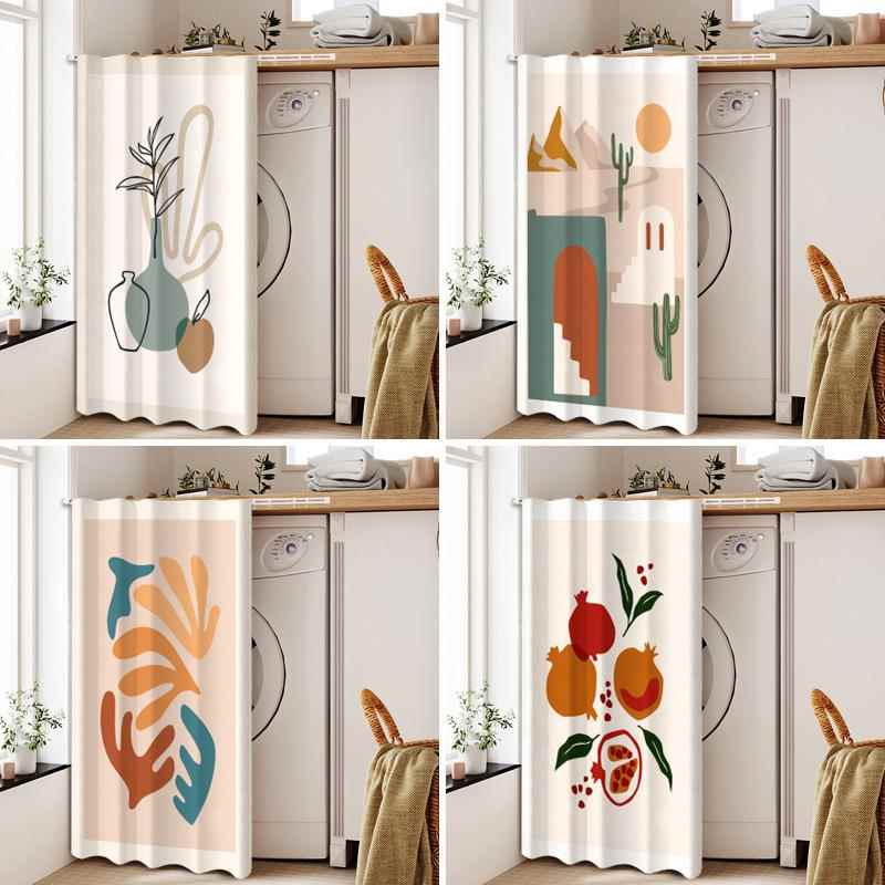 ins遮柜帘魔术贴防尘自粘厨柜遮挡帘镜子遮丑帘柜帘免打孔半门帘