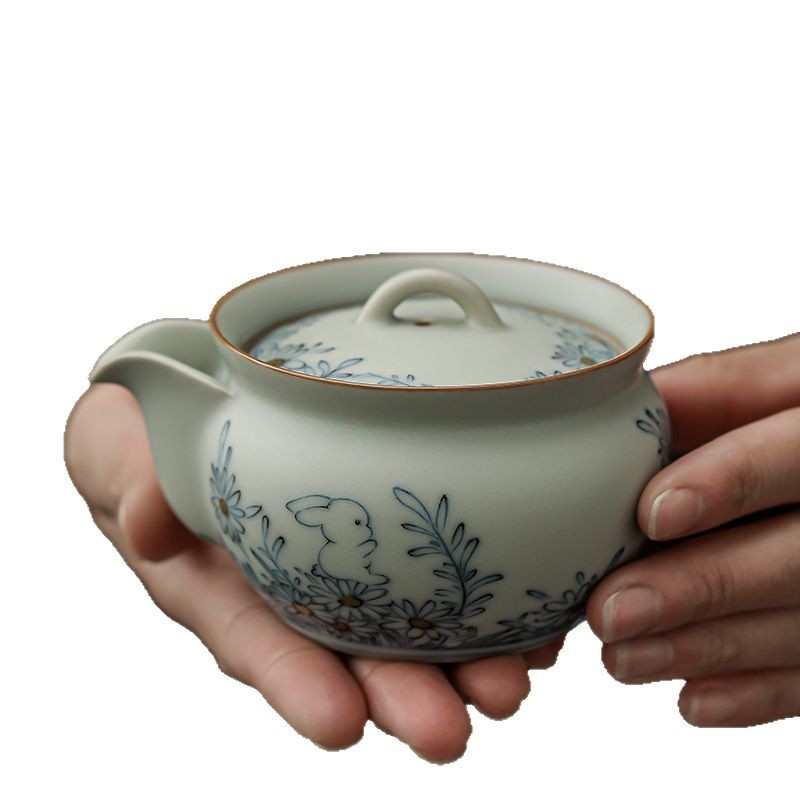 亚青旅行户外茶具套装一壶两杯便携中式陶瓷茶壶茶杯快客杯手抓壶