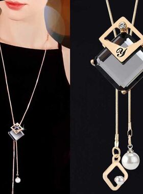 韩版水晶圆形毛衣长款时尚项链