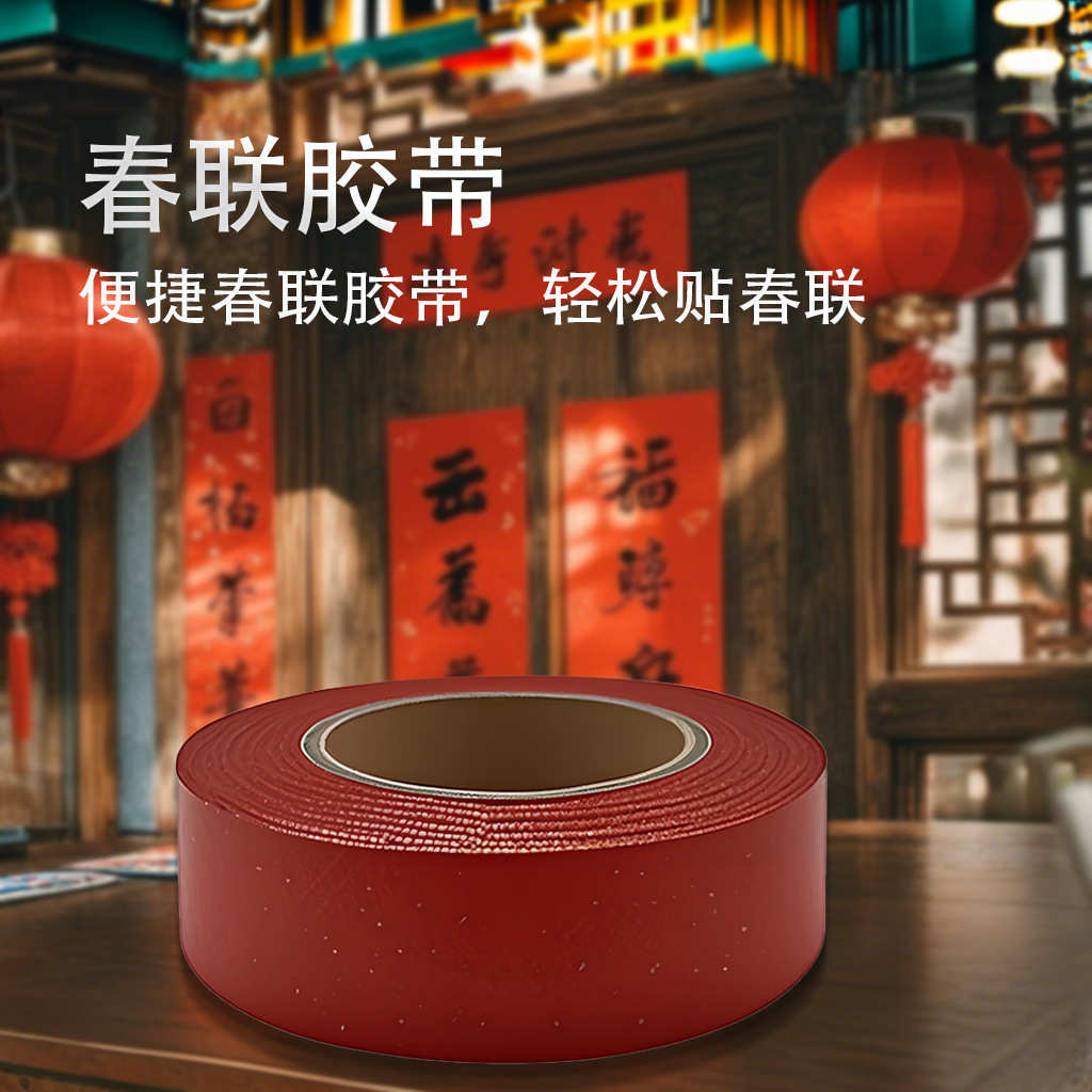 春联胶带高粘无痕不残胶双面超高粘性网格布基独立包装红色