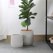 北欧简水泥花盆创意约个性 圆形大号酒杯型客厅地室落QM007内绿植