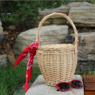 9WOR柳编竹编藤编手提篮菜篮子礼品篮购物篮编织花篮大号田园野餐