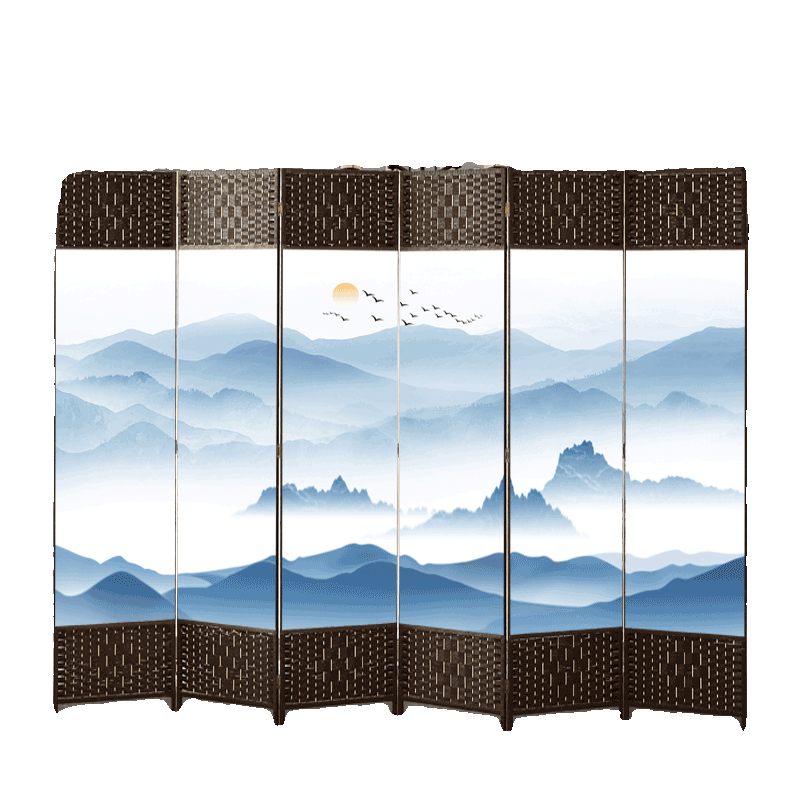 6R中式屏风隔断客厅卧室办公室进门遮挡床玄关简易可折叠移动装饰