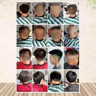 理发店中老年男士短发图片油头板寸头海报贴画儿童美发发型贴画