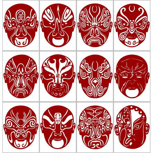 曲图人清脸底工刻纸中手样材素物高学生剪打纸戏印稿图国传谱统案