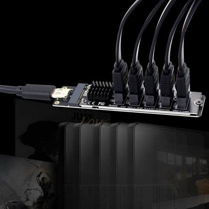 TYPE-C转5口SATA3 6Gbps USB10G扩展转接卡JM575+JMS580 带数据线
