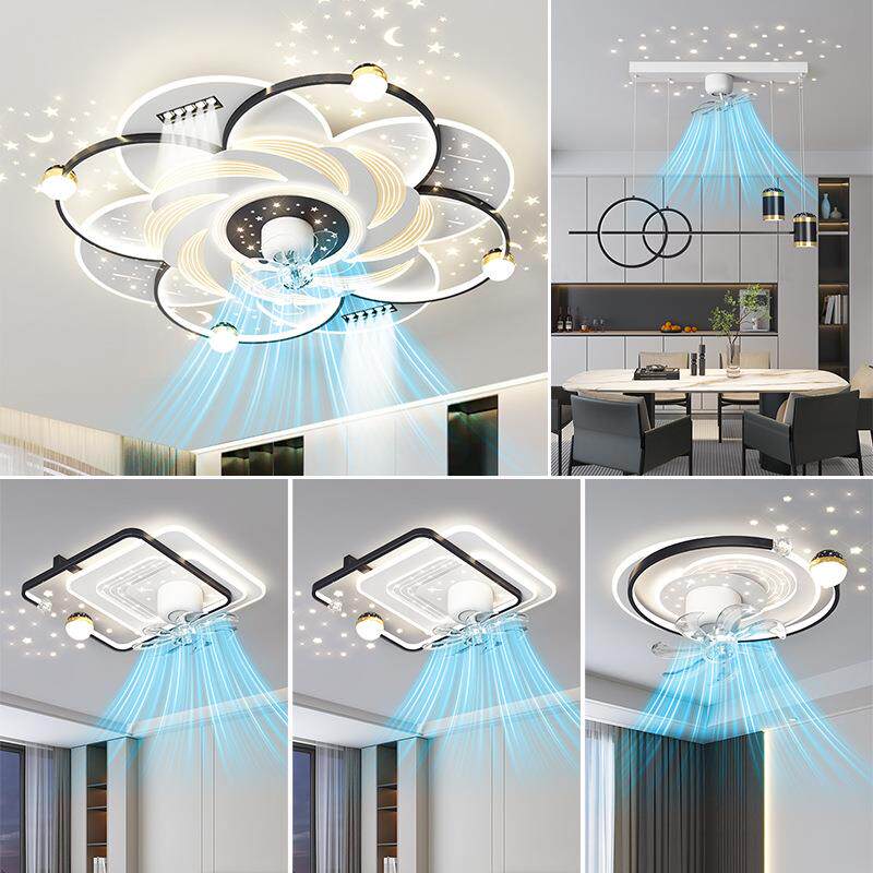 2026新款客厅灯吸顶灯简约轻奢星空摇头静音风扇中山组合全屋套餐