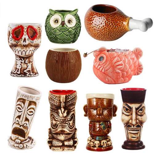 Ceramic Tiki Mug Creative Porcelain Beer Wine Mug Cup Drinkw