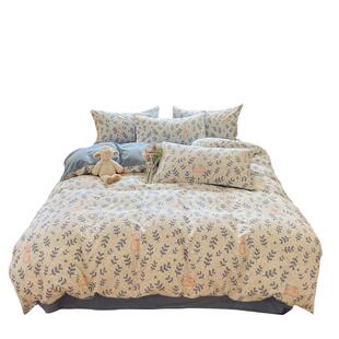 春夏季加厚磨毛四件套原棉被套床单学生宿舍单人三件套南通家纺4