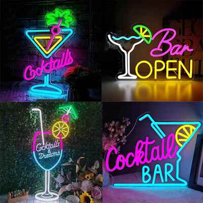 鸡尾酒霓虹灯酒吧装饰发光字亚克力cocktail字母造型灯