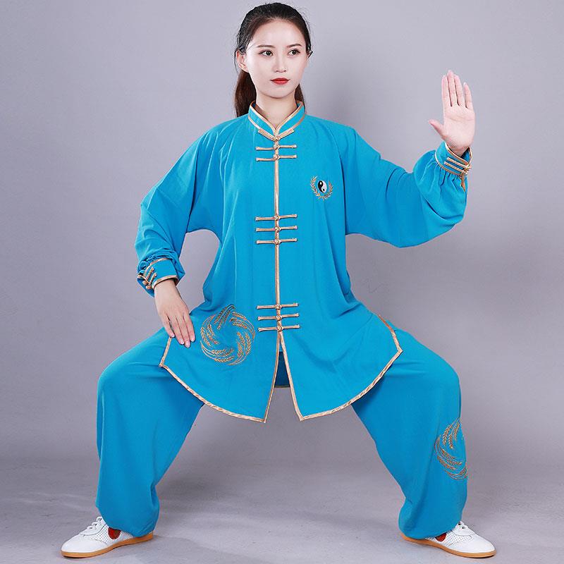 高档宏短极春中秋刺绣太极服女武袖秋款短袖老年术练功服比棉麻更