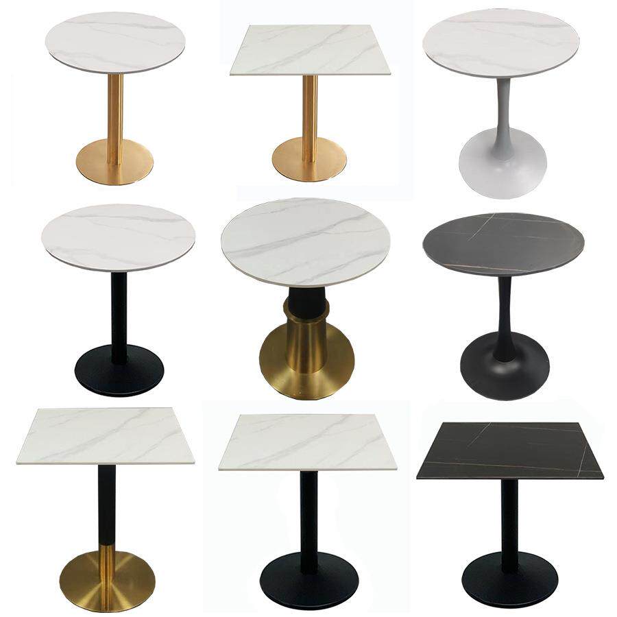 网红奶茶吧岩板圆桌咖啡厅会客接待洽谈甜品西餐饮品小吃店方桌椅