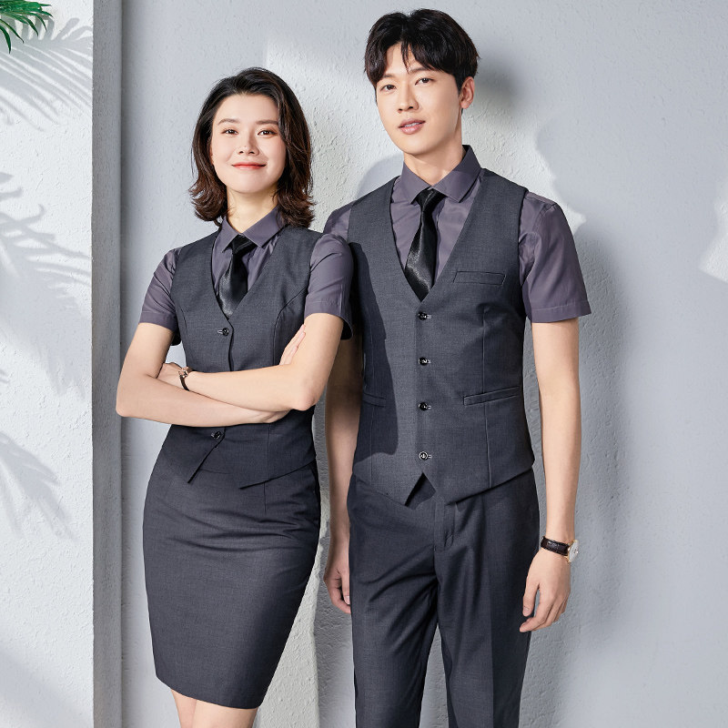 职业装套装男女同款夏季马甲工装商务正装银行酒店前台马夹工作服
