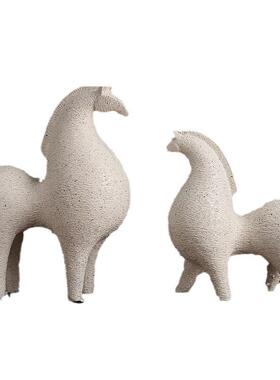 新中式树脂抽象马摆件客厅电视柜玄关软装饰品轻奢酒店办公室工艺