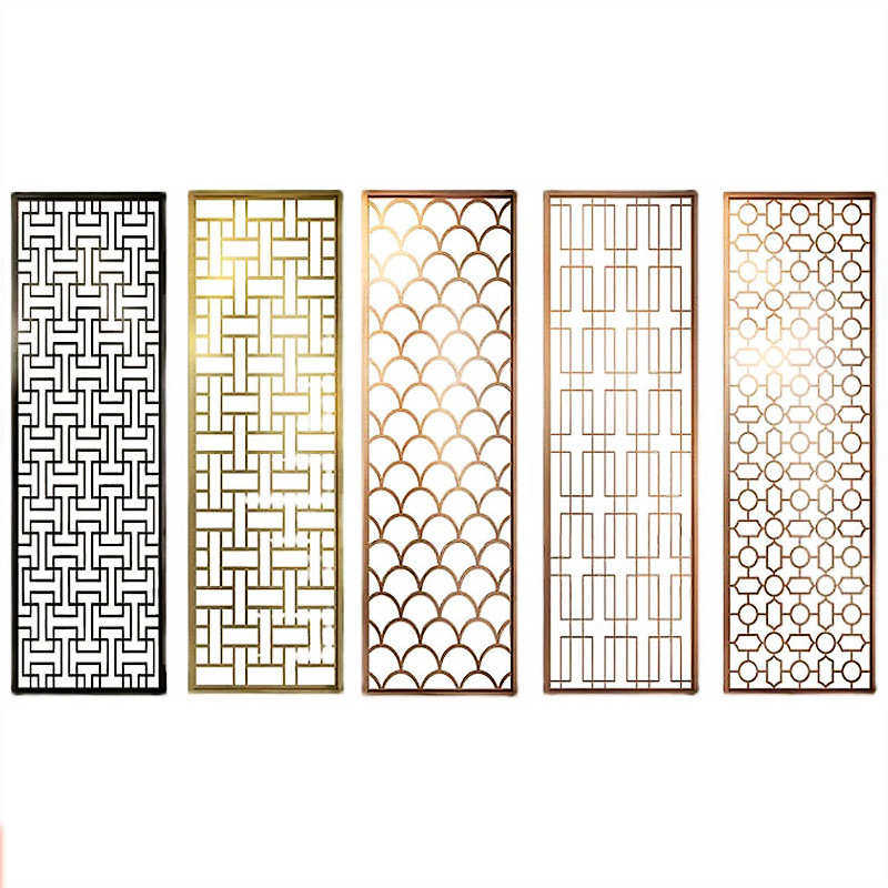 高级不锈钢屏风铝板镂空装饰山水画隔断入客厅入户玄关金属花格
