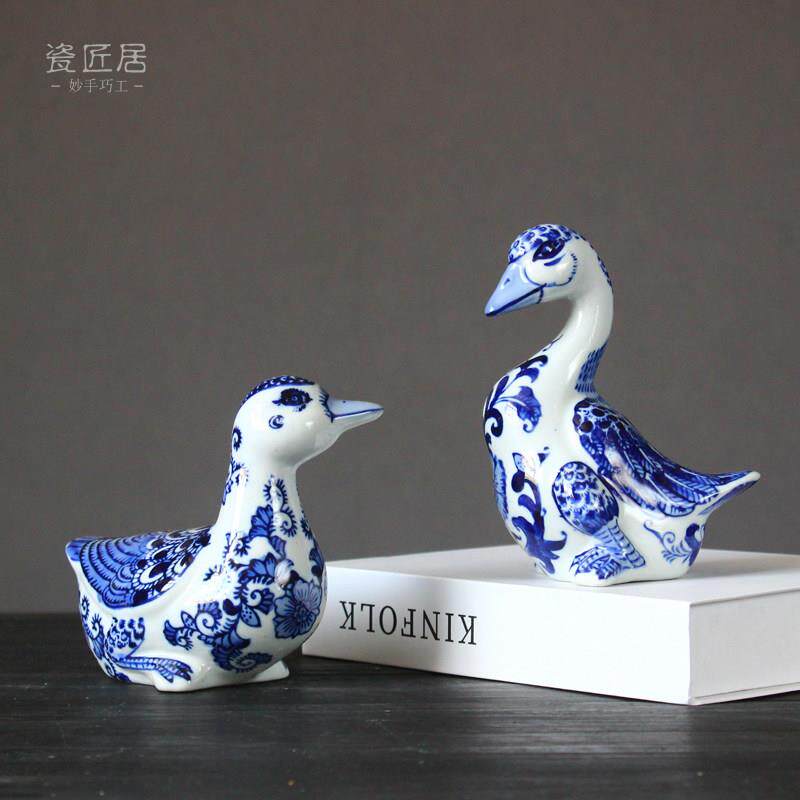 创意可爱陶瓷小鸭子套装摆件迷你盆景装饰布景拍摄道具生日礼品