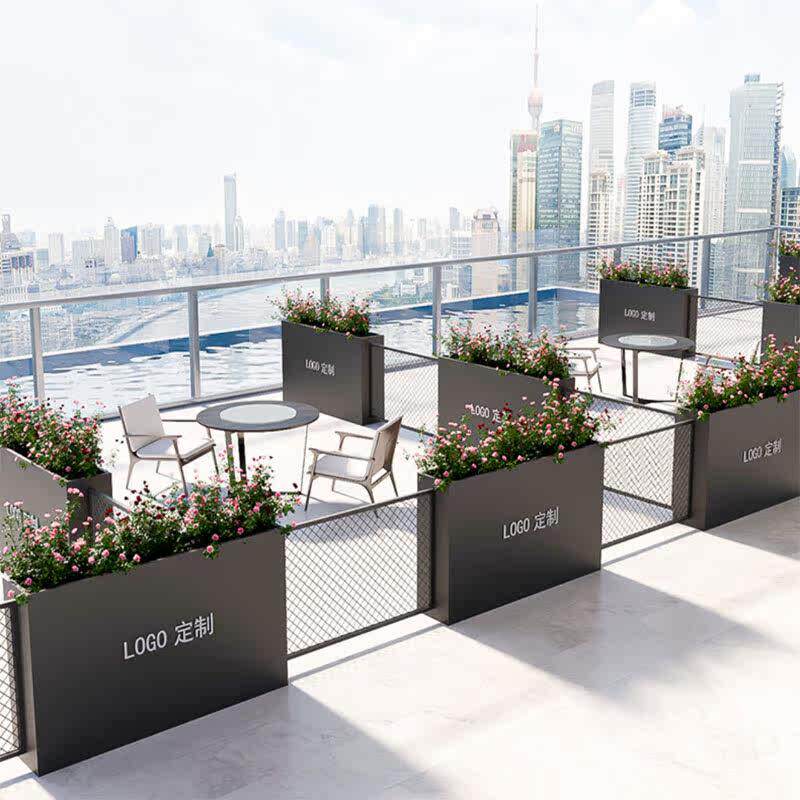 户外不锈钢网格花箱围栏隔断花槽护栏装饰花架室外栅栏花坛定制