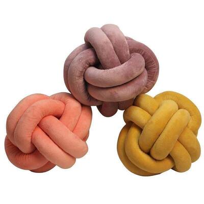 Knotted Plush Ball Round Throw Pillow Waist Back Cushions