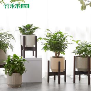 实木花台绿植架电视柜旁花盆架子简易绿萝架室内花架落地十字花托