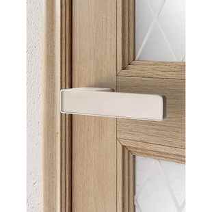 极简门锁米白色卧室木门锁生态门把手意式 室内简约磁吸静音房门锁